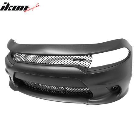 Fits 15-23 Dodge Charger SRT Hellcat Style Front Bumper Cover W/Fog Lamps PP