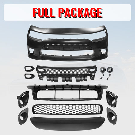 Fits 15-23 Dodge Charger 19 SRT Hellcat Style Front Bumper Cover W/Fog Lamps PP