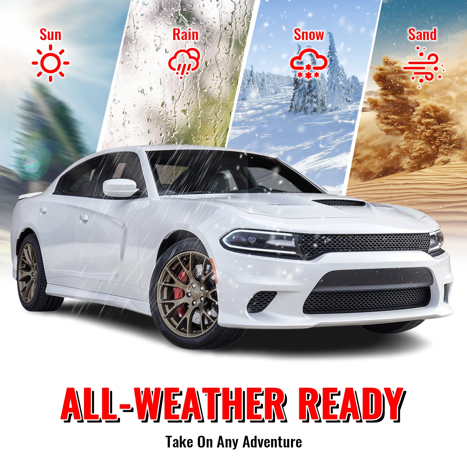 Fits 15-23 Dodge Charger SRT Hellcat Style Front Bumper Cover W/Fog Light Grille