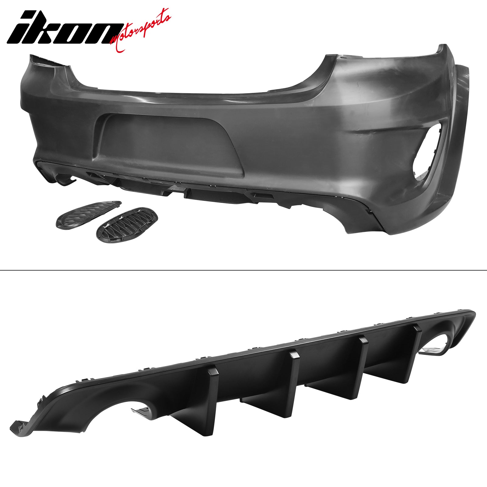 For 15-23 Charger Widebody LED Front Rear Bumper Cover W/ SRT Grille Matte Black