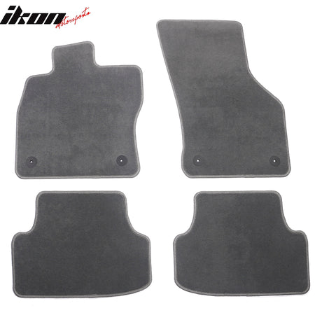 IKON MOTORSPRTS, Floor Mats Compatible With 2015-2023 Volkswagen GTI/Golf, Car Custom Nylon Gray/Grey Carpets Liner Protector Guard 1st 2nd Row Front Rear Protection 4PC, 2016 2017 2018 2019 2020