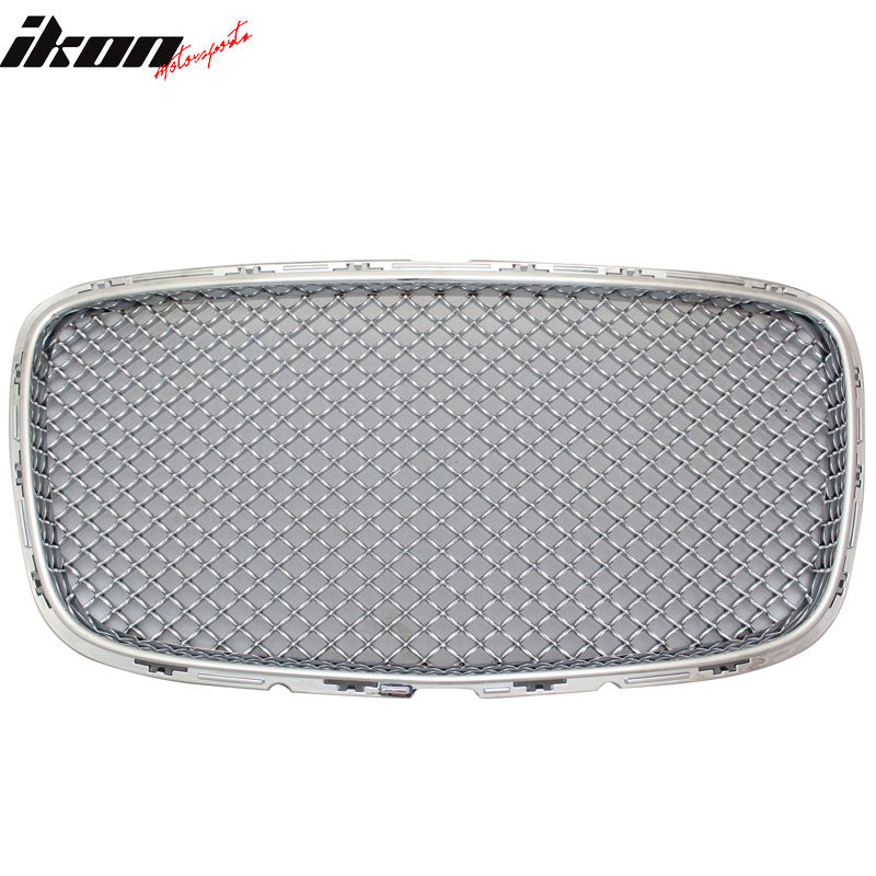 IKON MOTORSPORTS Front Upper Grille, Compatible with 2015-2023 Chrysler 300 300C 300S, B Style Chrome Replacement Front Bumper Hood Grill 1PC