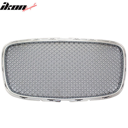 IKON MOTORSPORTS Front Upper Grille, Compatible with 2015-2023 Chrysler 300 300C 300S, B Style Chrome Replacement Front Bumper Hood Grill 1PC