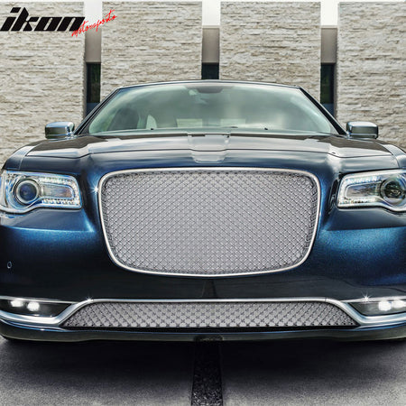 For 15-23 Chrysler 300 300C B Style Front Bumper Upper Insert Mesh Grille Chrome