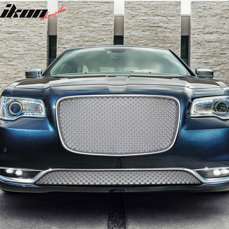 For 15-23 Chrysler 300 300C B Style Front Bumper Upper Insert Mesh Grille Chrome