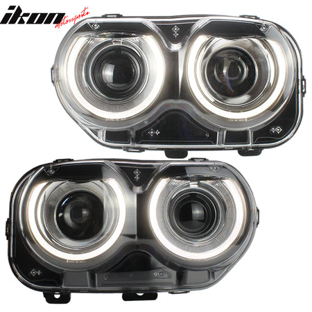 Fits 15-23 Dodge Challenger Sequential LED Halo DRL Projector Headlights Pair
