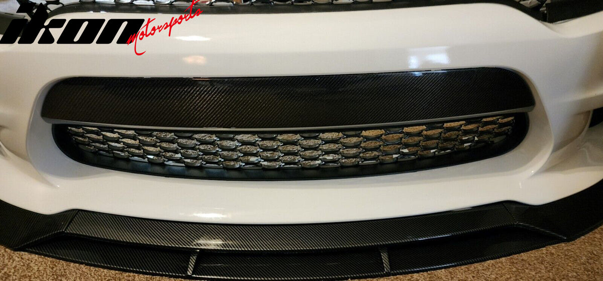 Fit 15-23 Dodge Charger OE Style Front Bumper Face Bar Molding Trim Carbon Fiber