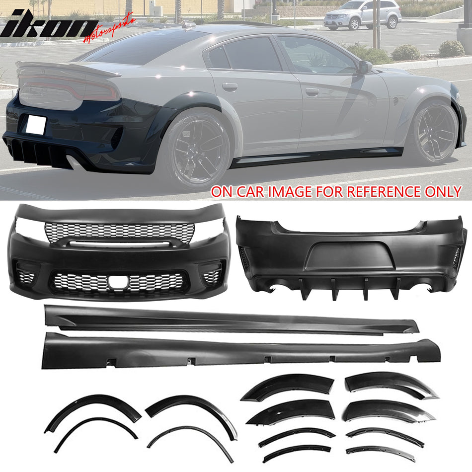 15-23 Dodge Charger Front Rear Bumper Cover with Side Skirts/Diffuser