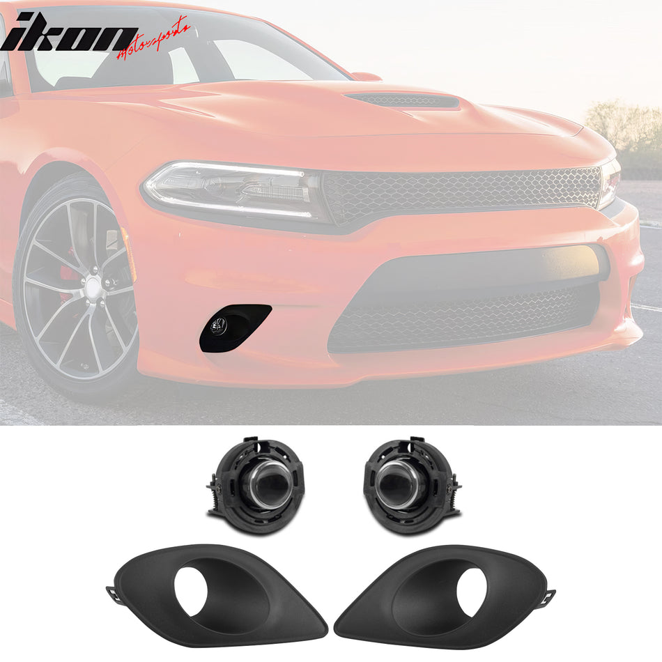 2015-2023 Dodge Charger Halogen Fog Lights White Lens Bumper Lamps Kit
