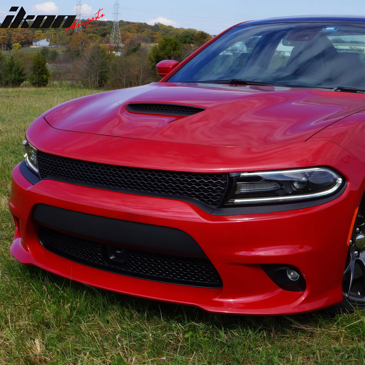 IKON MOTORSPORTS Fog Lights, Compatible with 2015-2023 Dodge Charger, Halogen White Lens Black Housing Front Bumper Driving Fog Lamp (with Harness), Pair