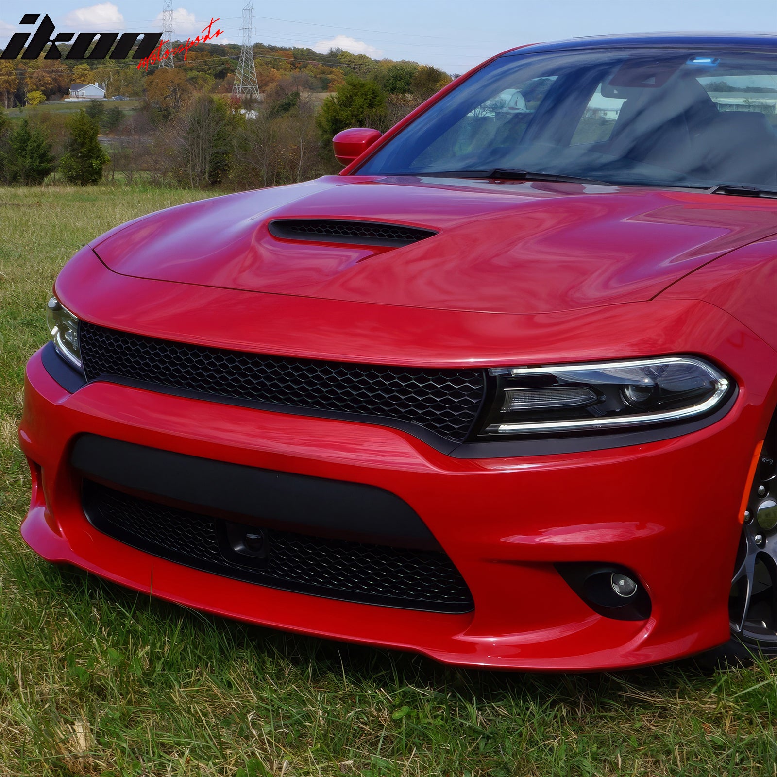 IKON MOTORSPORTS Fog Lights, Compatible with 2015-2023 Dodge Charger, Halogen White Lens Black Housing Front Bumper Driving Fog Lamp (with Harness), Pair