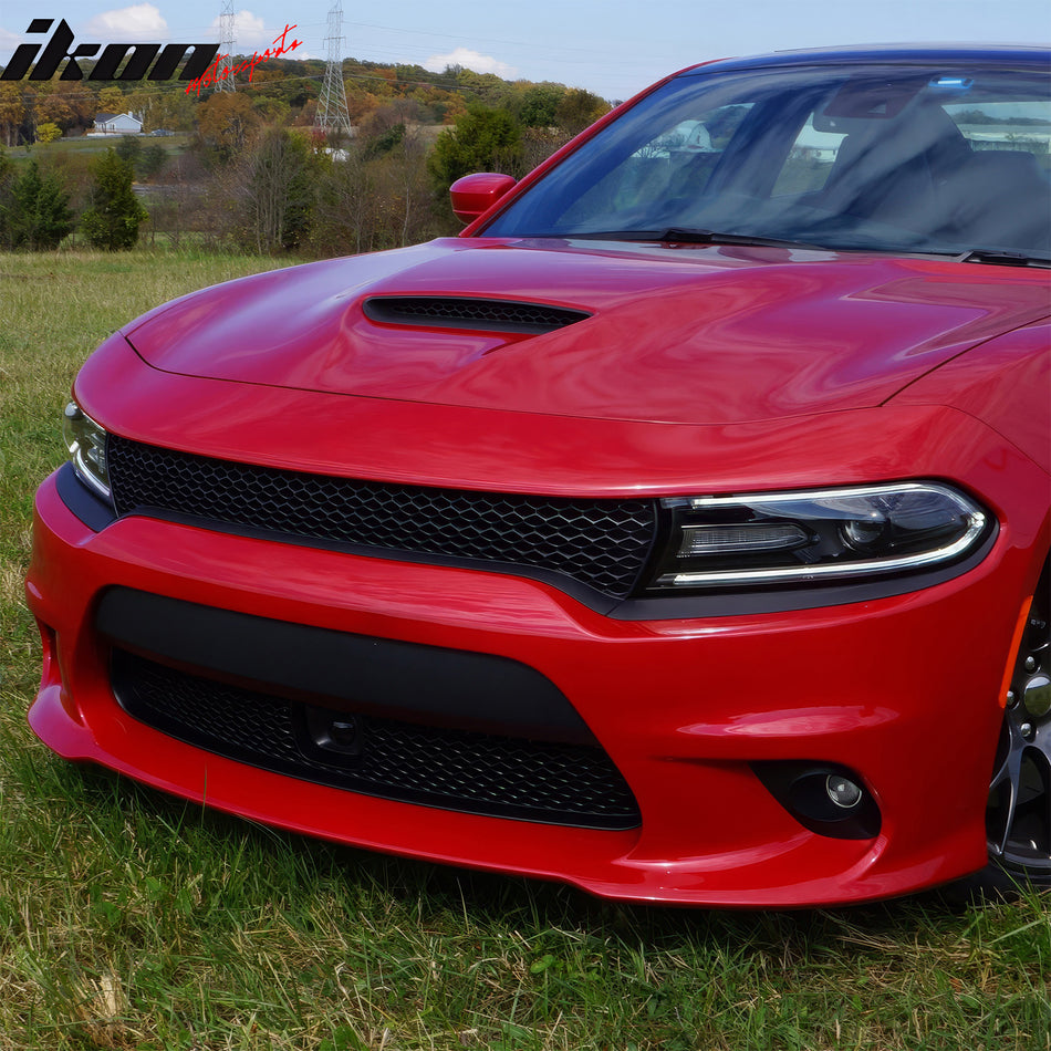 IKON MOTORSPORTS Fog Lights, Compatible with 2015-2023 Dodge Charger, Halogen White Lens Black Housing Front Bumper Driving Fog Lamp (with Harness), Pair