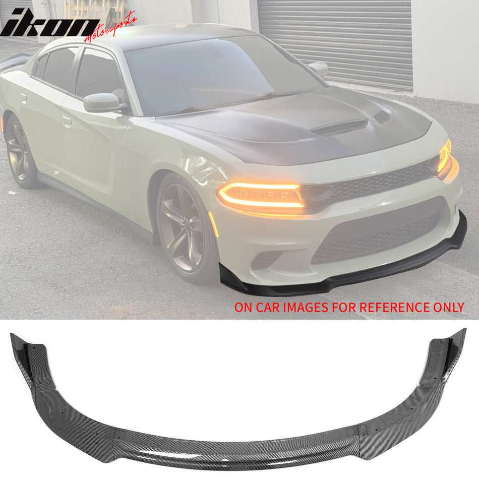 2015-2023 Dodge Charger V4 A Style Carbon Fiber Print Front Bumper Lip