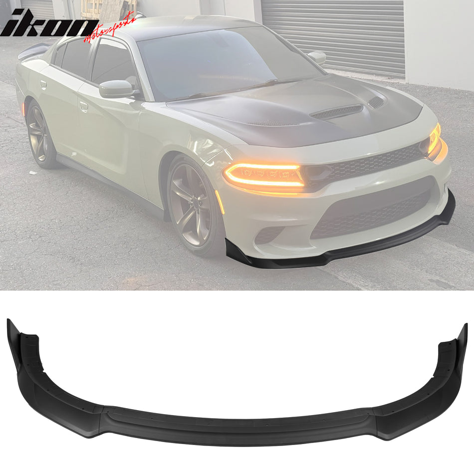 2015-2023 Dodge Charger V4 A Style Matte Black Front Bumper Lip ABS