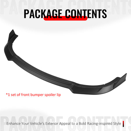 Fits 15-23 Dodge Charger SRT V4 A Style ABS Front Bumper Lip Matte Black 3PCS