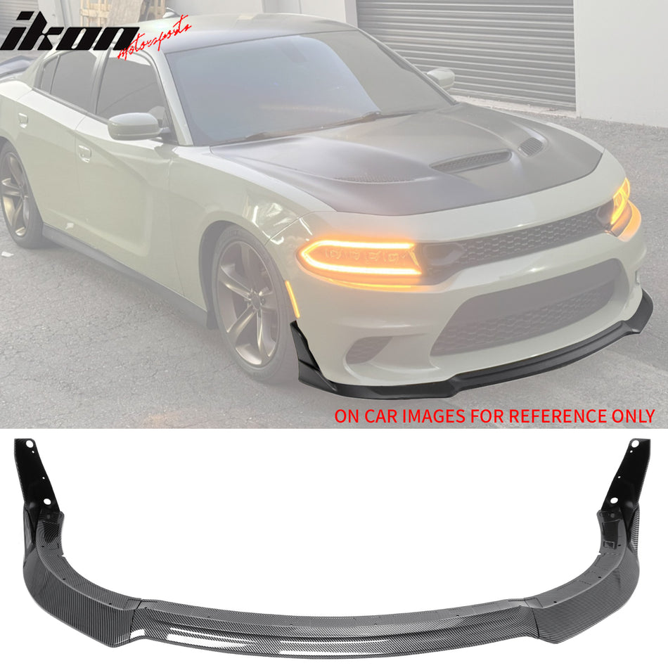 2015-2023 Dodge Charger V4 B Style Carbon Fiber Print Front Bumper Lip