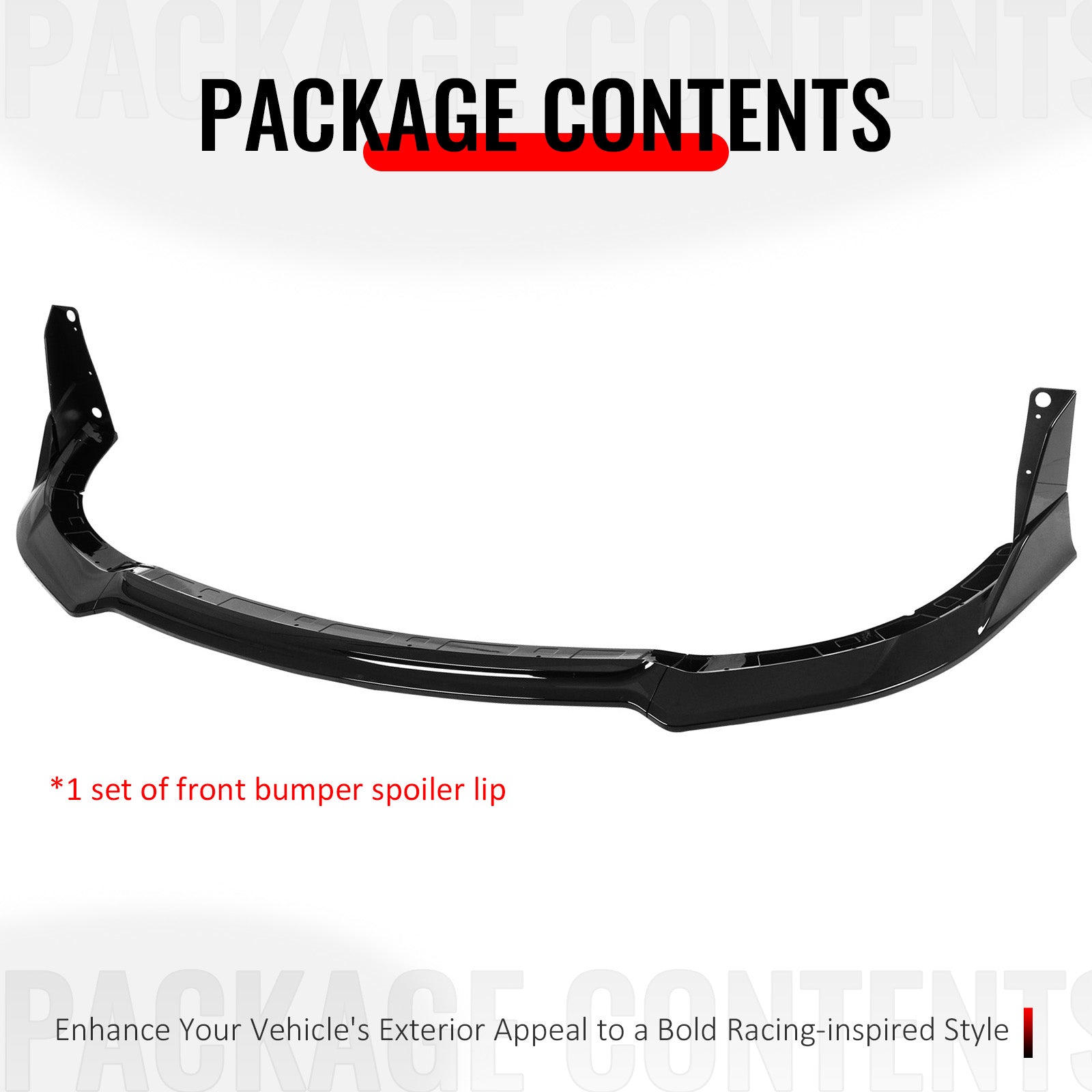 Fits 15-23 Dodge Charger SRT V4 B Style ABS Front Bumper Lip Gloss Black 5PCS