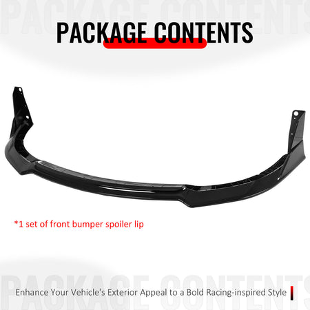 Fits 15-23 Dodge Charger SRT V4 B Style ABS Front Bumper Lip Gloss Black 5PCS