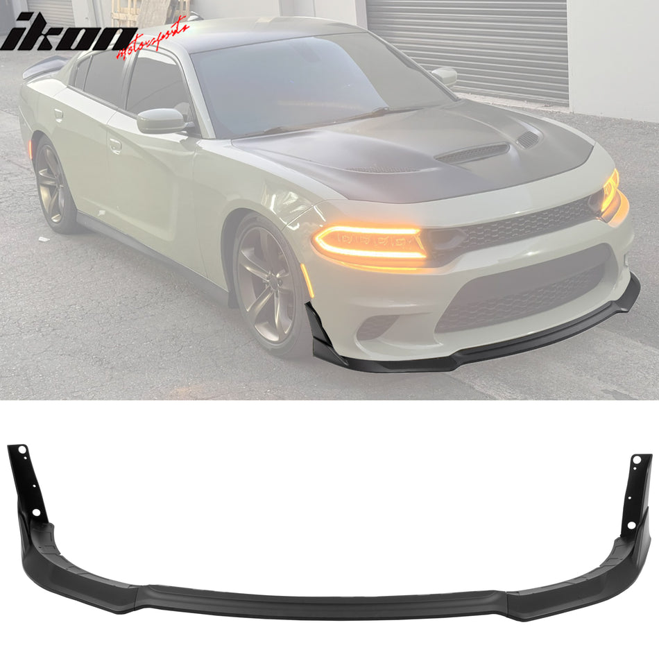 2015-2023 Dodge Charger V4 B Style Matte Black Front Bumper Lip ABS