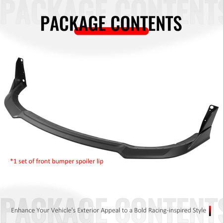 Fits 15-23 Dodge Charger SRT V4 B Style ABS Front Bumper Lip Matte Black 5PCS