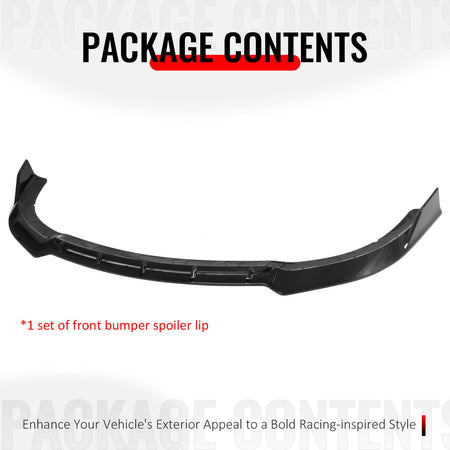 Fits 15-23 Dodge Charger SRT V5 A Style ABS Front Bumper Lip Gloss Black 3PCS