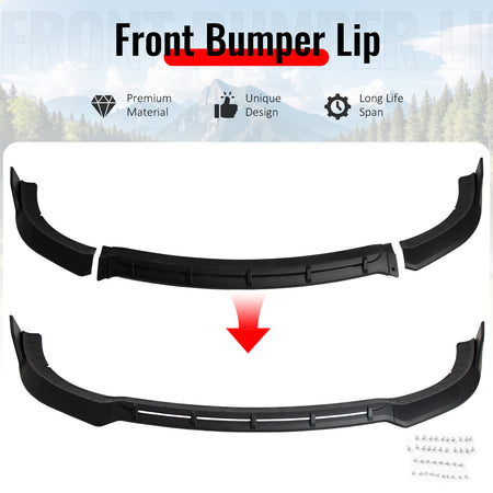 Fits 15-23 Dodge Charger SRT V5 A Style ABS Front Bumper Lip Matte Black 3PCS