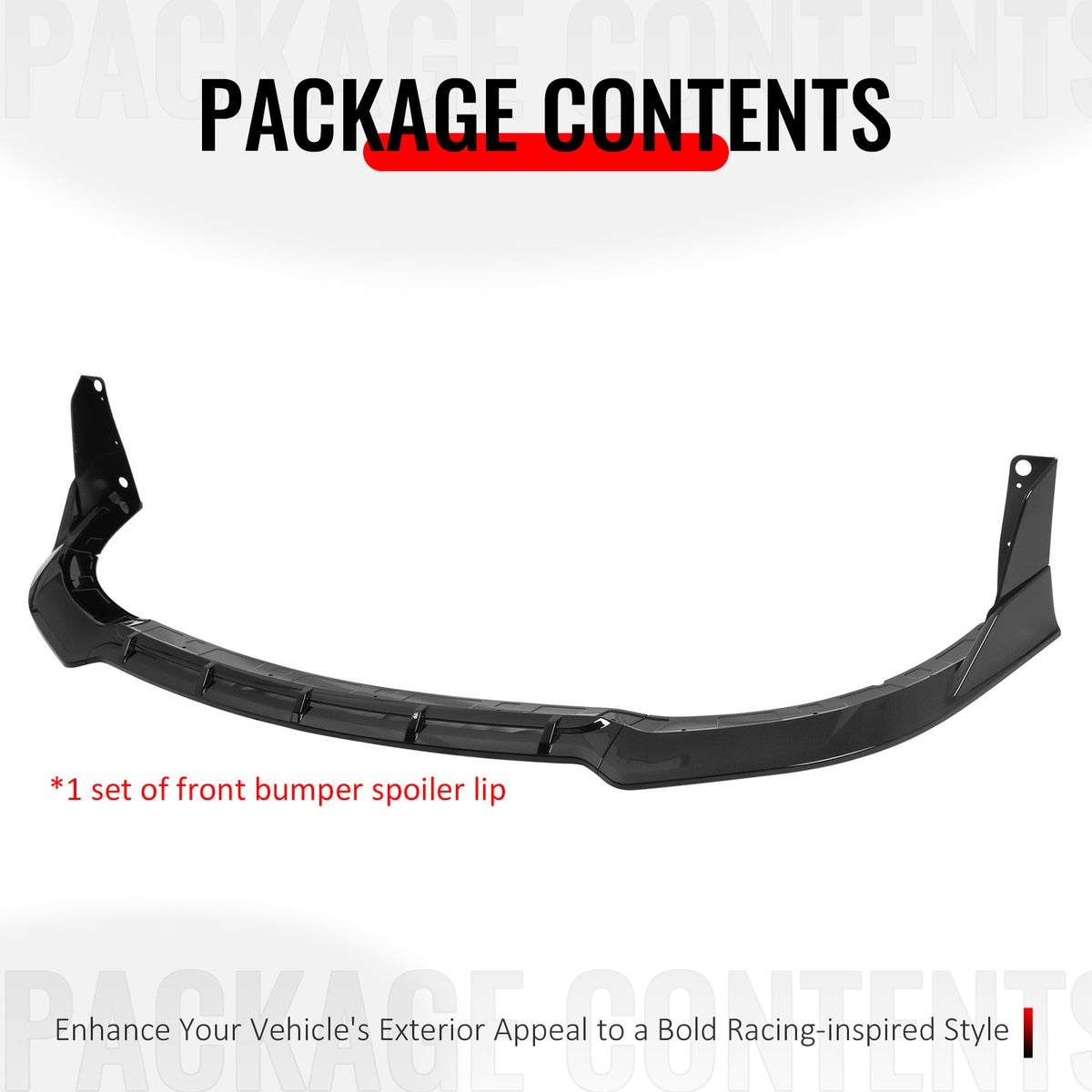 Fits 15-23 Dodge Charger SRT V5 B Style ABS Front Bumper Lip Gloss Black 5PCS