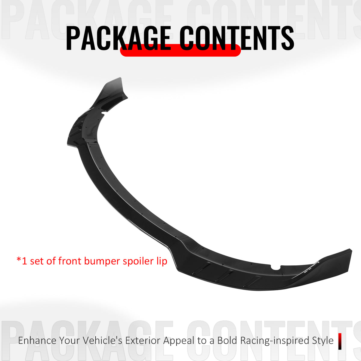 Fits 15-23 Dodge Charger SRT V6 A Style ABS Front Bumper Lip Gloss Black 3PCS