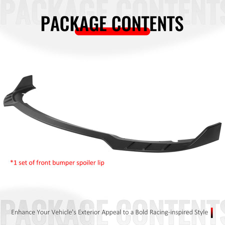 Fits 15-23 Dodge Charger SRT V6 A Style ABS Front Bumper Lip Matte Black 3PCS