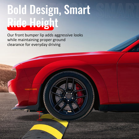 Fits 15-23 Dodge Charger SRT V6 A Style ABS Front Bumper Lip Matte Black 3PCS