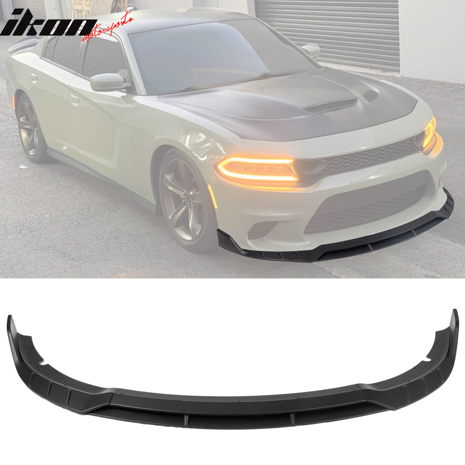 2015-2023 Dodge Charger V6 B Style Matte Black Front Bumper Lip ABS