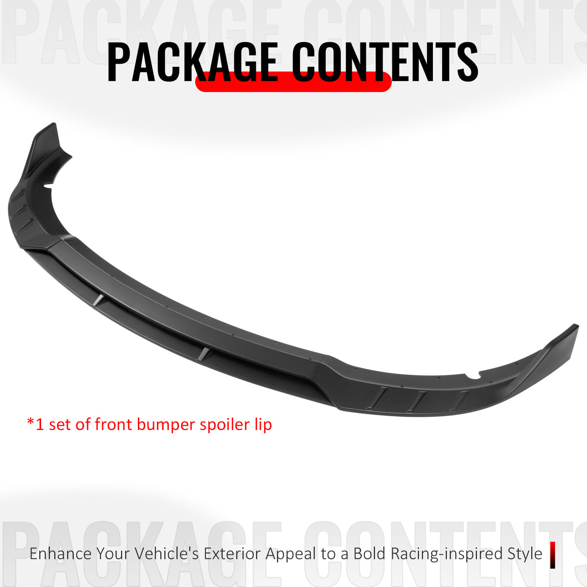 Fits 15-23 Dodge Charger SRT V6 B Style ABS Front Bumper Lip Matte Black 4PCS