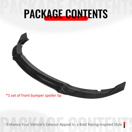 Fits 15-23 Dodge Charger SRT V6 C Style ABS Front Bumper Lip Gloss Black 4PCS