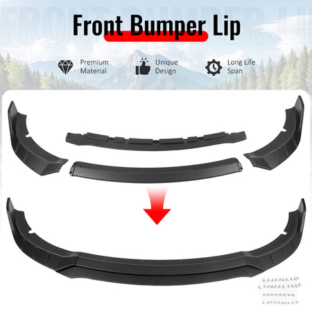 IKON MOTORSPORTS Front Bumper Lip, Compatible with 2015-2023 Dodge Charger SRT V6 C Style Matte Black ABS Injection Add-on Air Dam Chin Spoiler Protector Splitter 4PCS