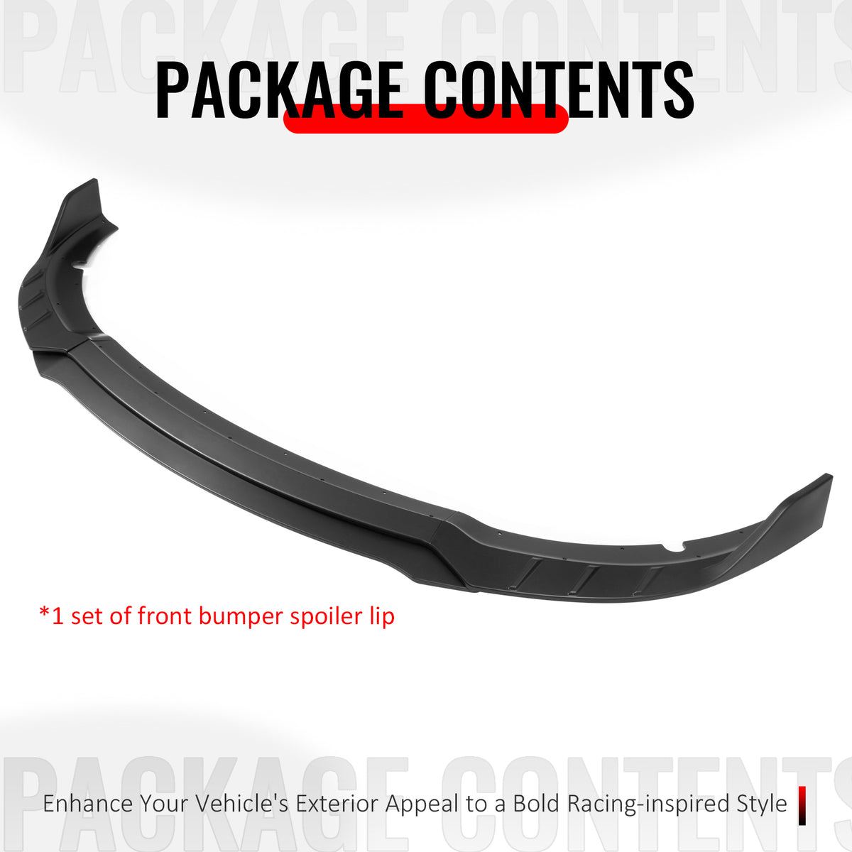 Fits 15-23 Dodge Charger SRT V6 C Style ABS Front Bumper Lip Matte Black 4PCS