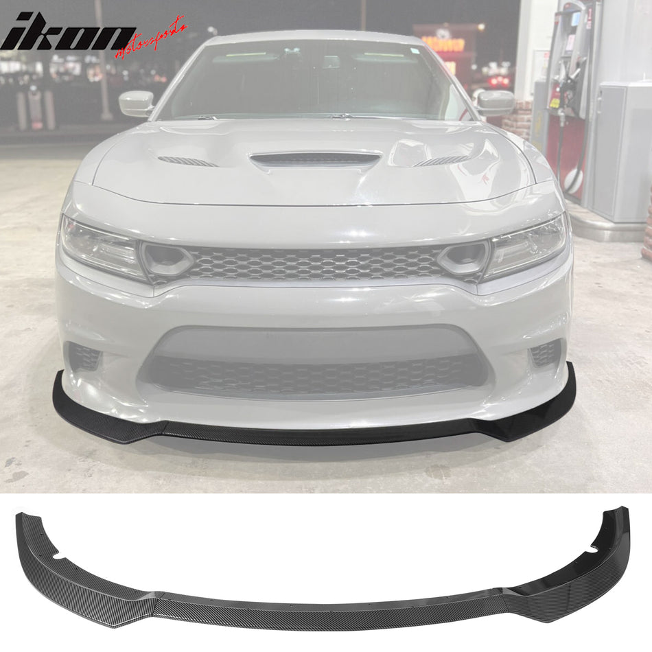 2015-2023 Dodge Charger V7 A Style Carbon Fiber Print Front Bumper Lip