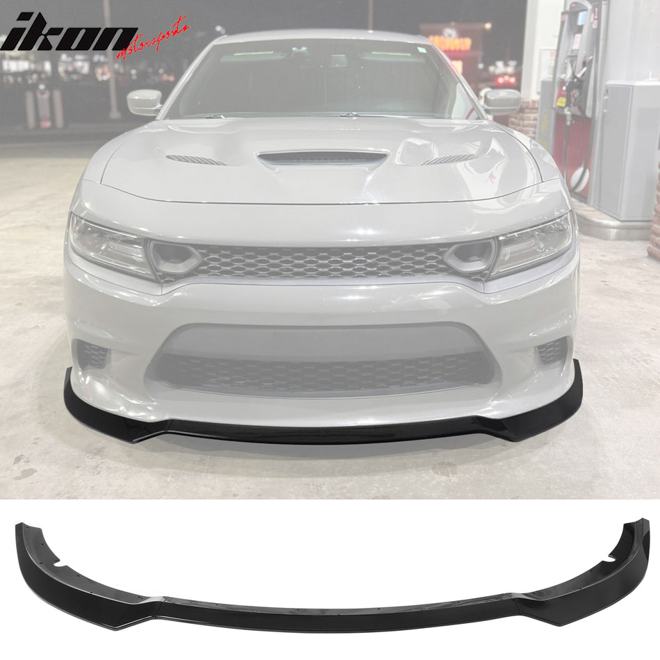 2015-2023 Dodge Charger V7 A Style Gloss Black Front Bumper Lip ABS