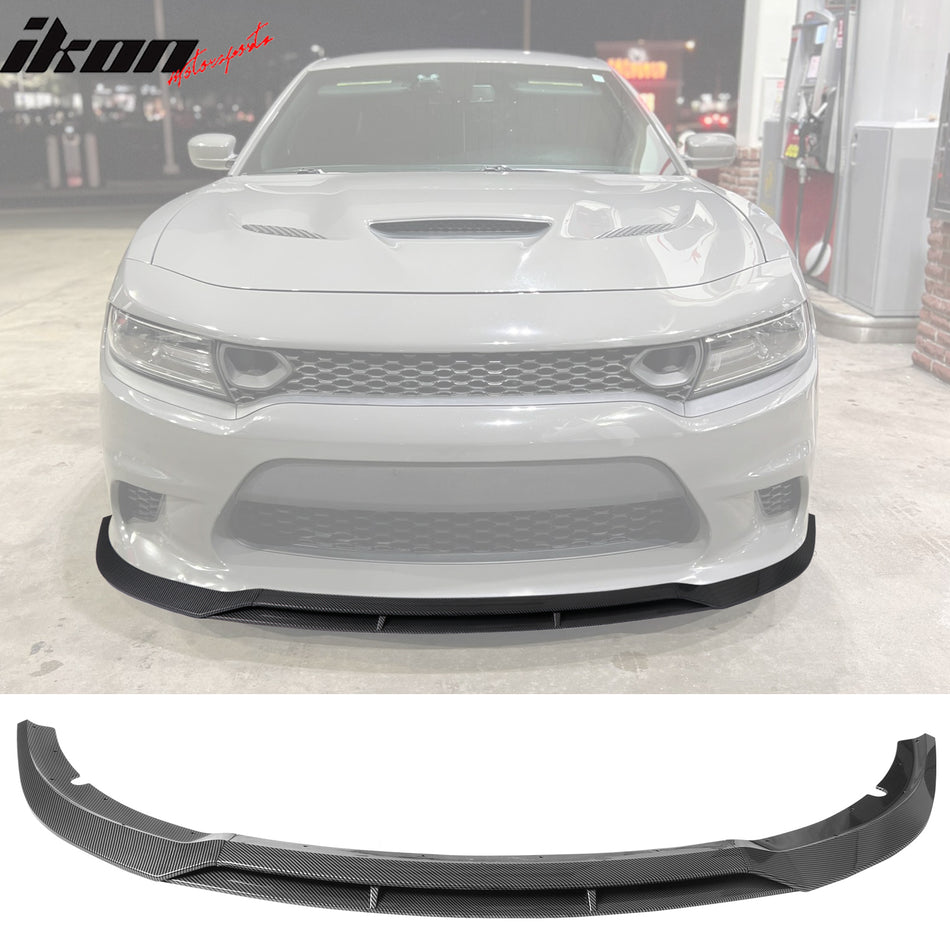 2015-2023 Dodge Charger V7 B Style Carbon Fiber Print Front Bumper Lip