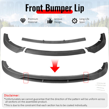 Fits 15-23 Charger SRT V7 B Style ABS Front Bumper Lip Carbon Fiber Print 4PCS