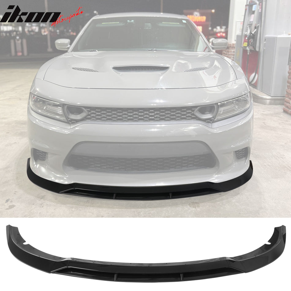 2015-2023 Dodge Charger V7 B Style Gloss Black Front Bumper Lip ABS