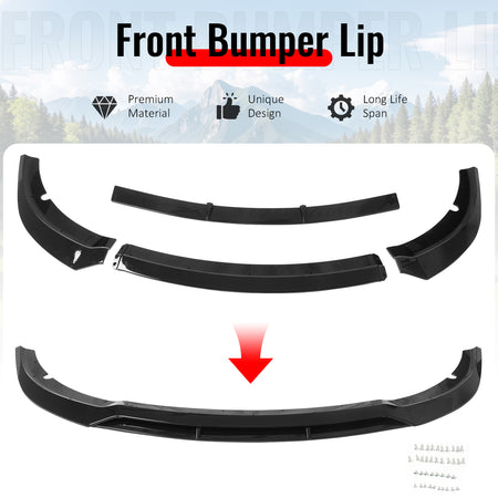 Fits 15-23 Dodge Charger SRT V7 B Style ABS Front Bumper Lip Gloss Black 4PCS