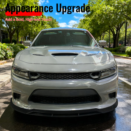 Fits 15-23 Dodge Charger SRT V7 B Style ABS Front Bumper Lip Gloss Black 4PCS