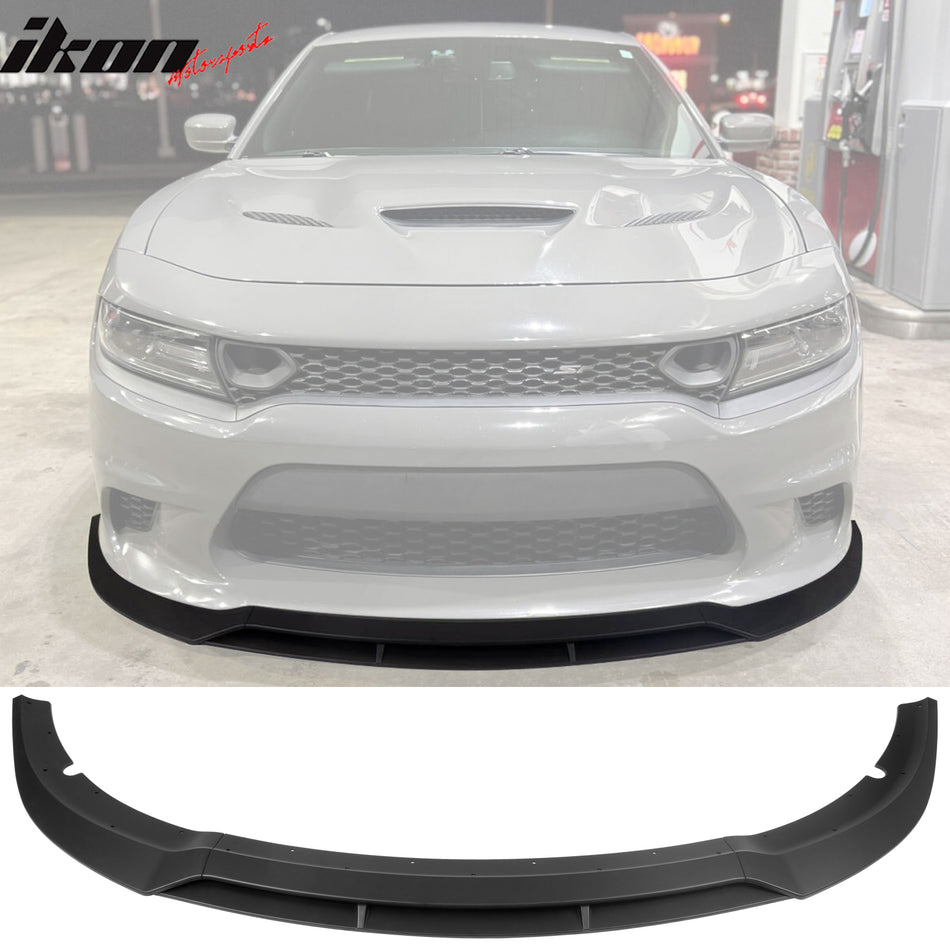 2015-2023 Dodge Charger V7 B Style Matte Black Front Bumper Lip ABS