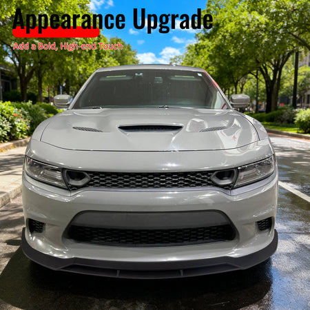 Fits 15-23 Dodge Charger SRT V7 B Style ABS Front Bumper Lip Matte Black 4PCS