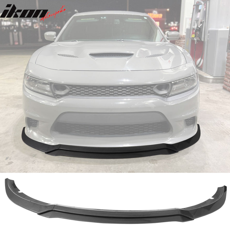 2015-2023 Dodge Charger V7 C Style Carbon Fiber Print Front Bumper Lip