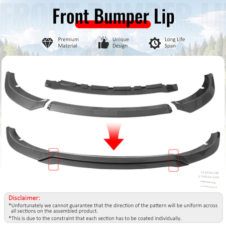 Fits 15-23 Charger SRT V7 C Style ABS Front Bumper Lip Carbon Fiber Print 4PCS