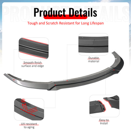 Fits 15-23 Charger SRT V7 C Style ABS Front Bumper Lip Carbon Fiber Print 4PCS