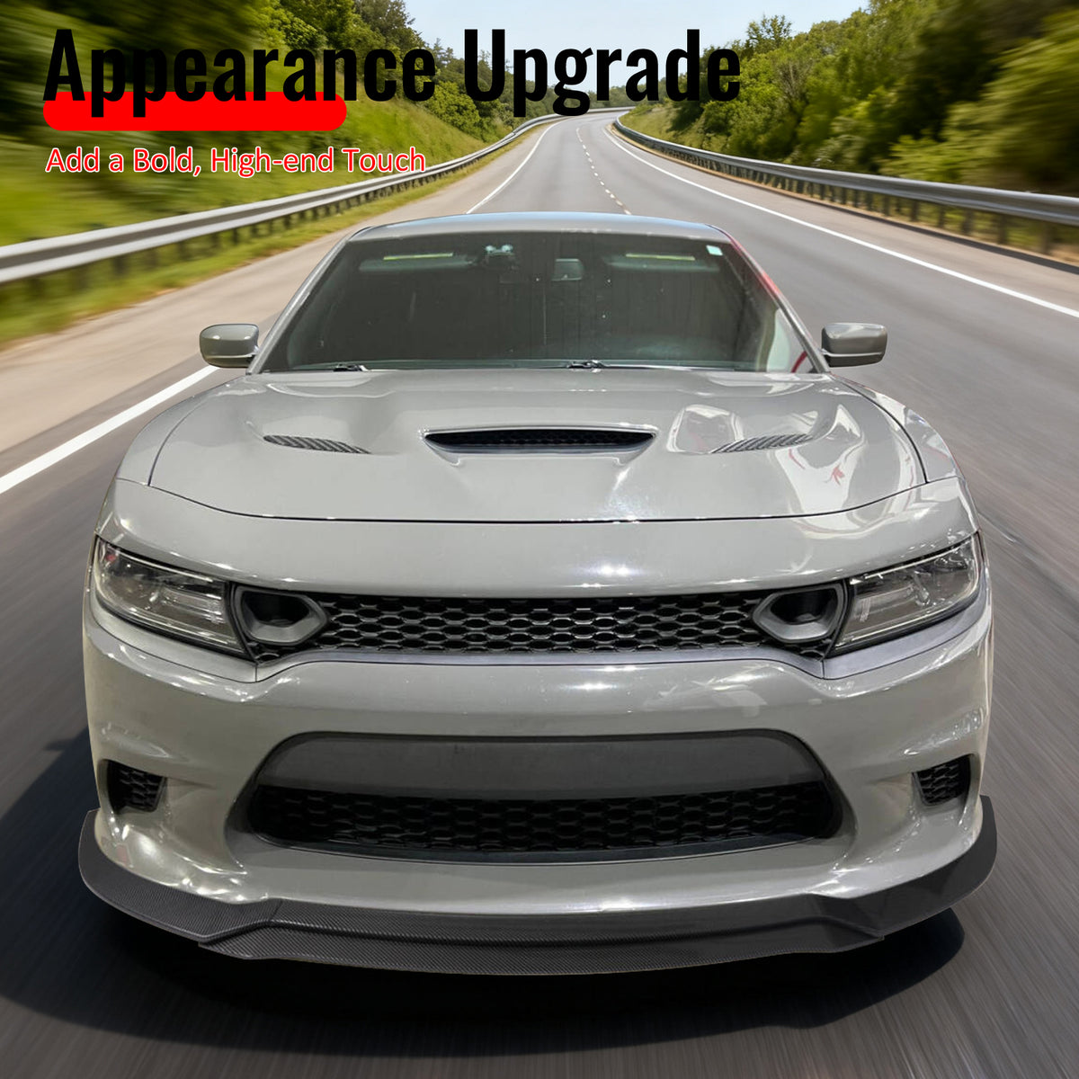 Fits 15-23 Charger SRT V7 C Style ABS Front Bumper Lip Carbon Fiber Print 4PCS