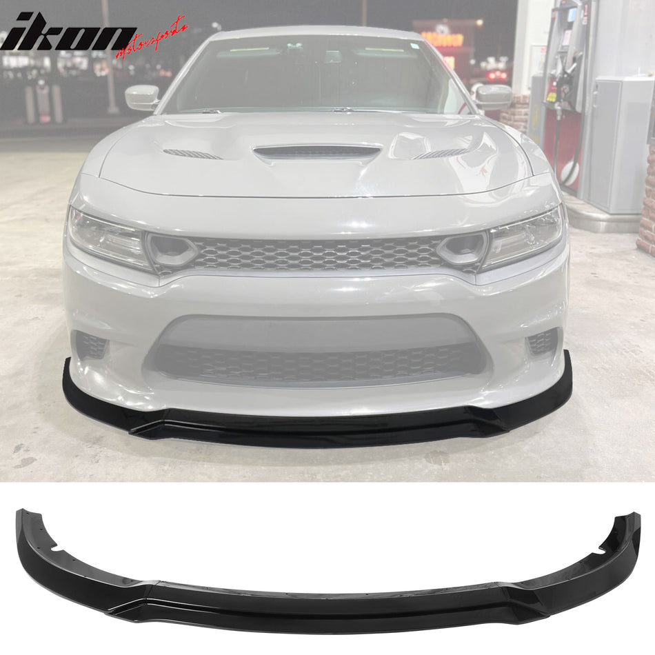2015-2023 Dodge Charger V7 C Style Gloss Black Front Bumper Lip ABS