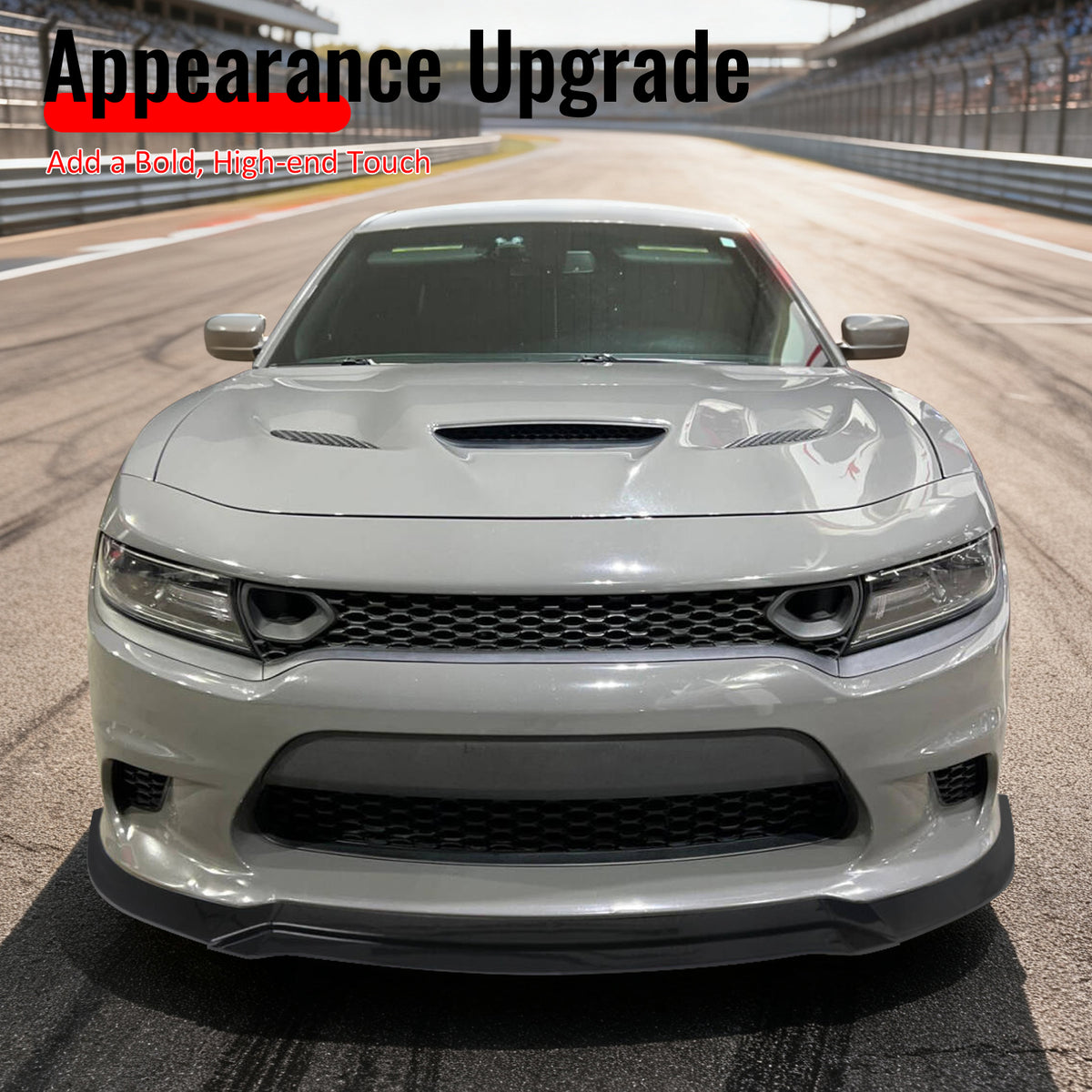 Fits 15-23 Dodge Charger SRT V7 C Style ABS Front Bumper Lip Gloss Black 4PCS